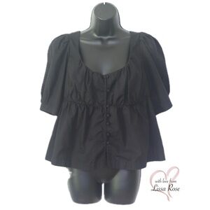 Short-Sleeve Scoop-Neck Tie-back Peplum Top (Anthropologie)